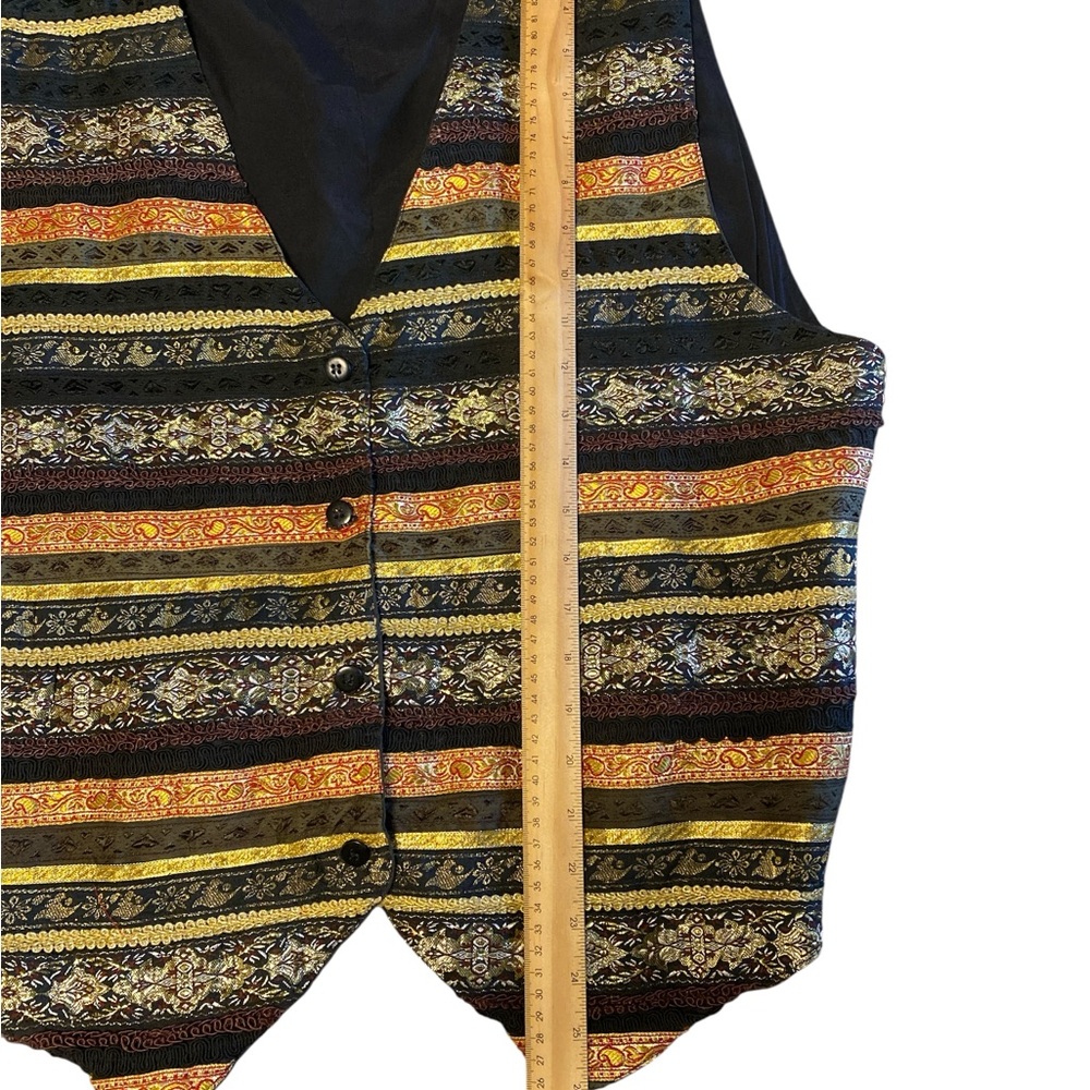Adrian Jordan Vintage Metallic Brocade Vest – Boho/Statement Waistcoat - Picture 4 of 7